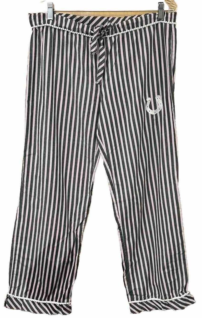 NFL Team Apparel Indianapolis Colts Pajama Pants Women's Stripes Logo Large 3952